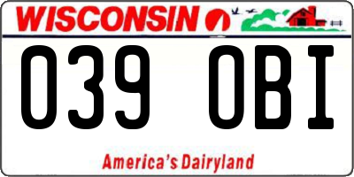 WI license plate 039OBI