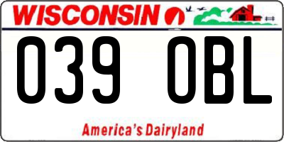 WI license plate 039OBL