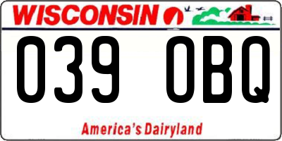 WI license plate 039OBQ
