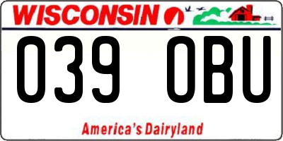 WI license plate 039OBU