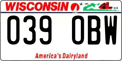 WI license plate 039OBW