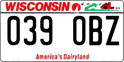 WI license plate 039OBZ
