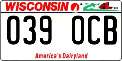 WI license plate 039OCB