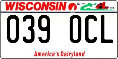 WI license plate 039OCL