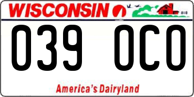 WI license plate 039OCO