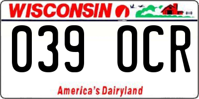 WI license plate 039OCR