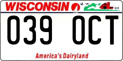 WI license plate 039OCT