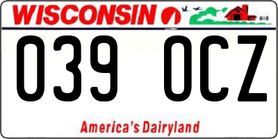 WI license plate 039OCZ
