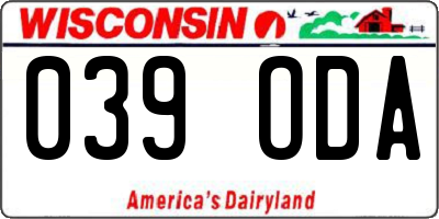 WI license plate 039ODA