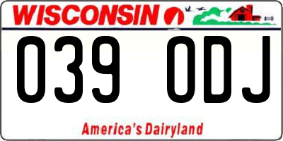 WI license plate 039ODJ