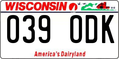 WI license plate 039ODK