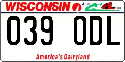 WI license plate 039ODL