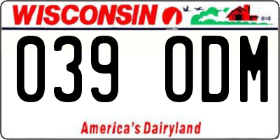 WI license plate 039ODM