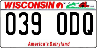 WI license plate 039ODQ