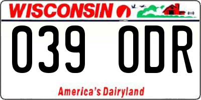 WI license plate 039ODR