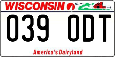 WI license plate 039ODT