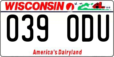 WI license plate 039ODU