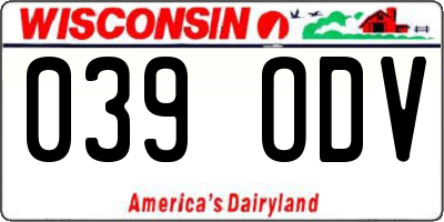 WI license plate 039ODV