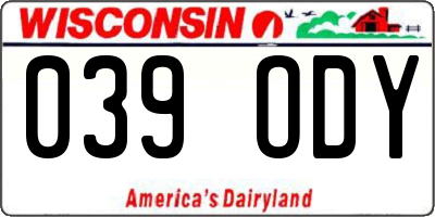 WI license plate 039ODY