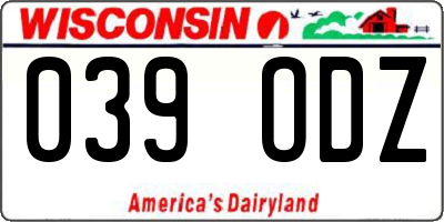 WI license plate 039ODZ