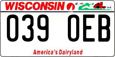 WI license plate 039OEB