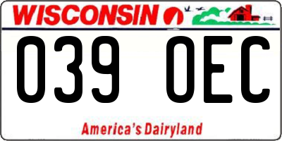 WI license plate 039OEC