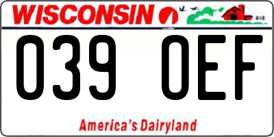 WI license plate 039OEF