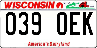 WI license plate 039OEK