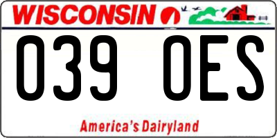 WI license plate 039OES