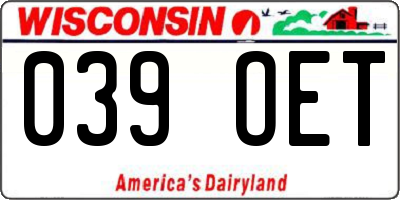 WI license plate 039OET