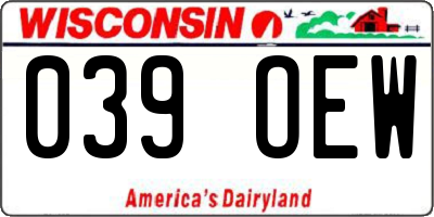 WI license plate 039OEW