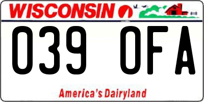 WI license plate 039OFA