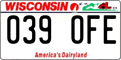 WI license plate 039OFE