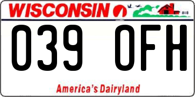 WI license plate 039OFH