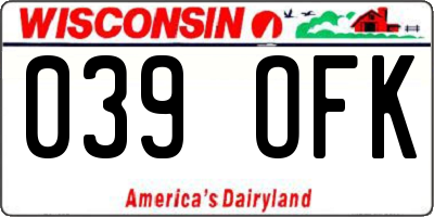 WI license plate 039OFK