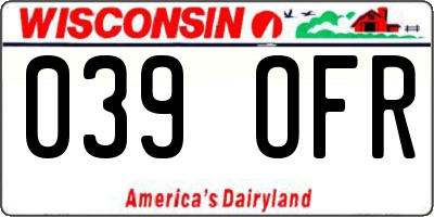WI license plate 039OFR