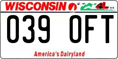WI license plate 039OFT
