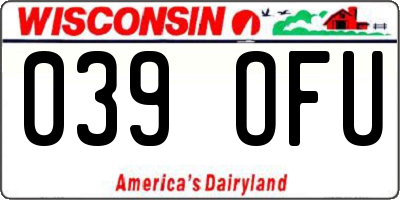 WI license plate 039OFU
