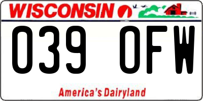 WI license plate 039OFW