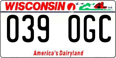 WI license plate 039OGC