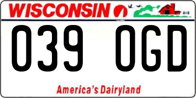 WI license plate 039OGD