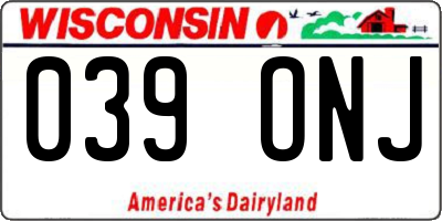 WI license plate 039ONJ