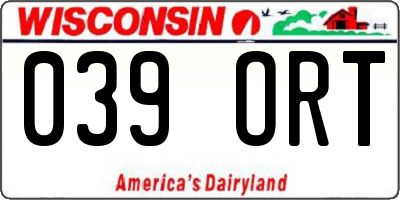 WI license plate 039ORT