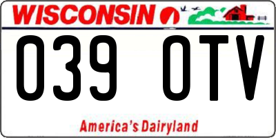WI license plate 039OTV