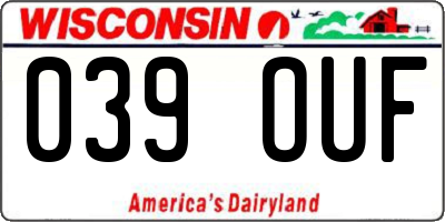 WI license plate 039OUF