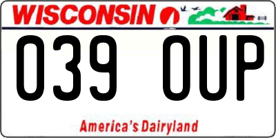WI license plate 039OUP
