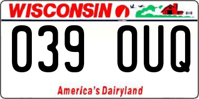 WI license plate 039OUQ