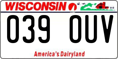 WI license plate 039OUV
