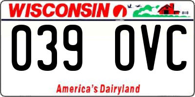 WI license plate 039OVC