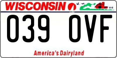 WI license plate 039OVF